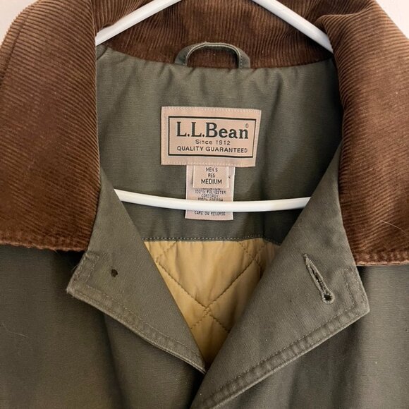 Vintage LL Bean Chore/Barn Coat Men’s Olive Green Corduroy Thinsulate Sz Medium - Picture 3 of 16
